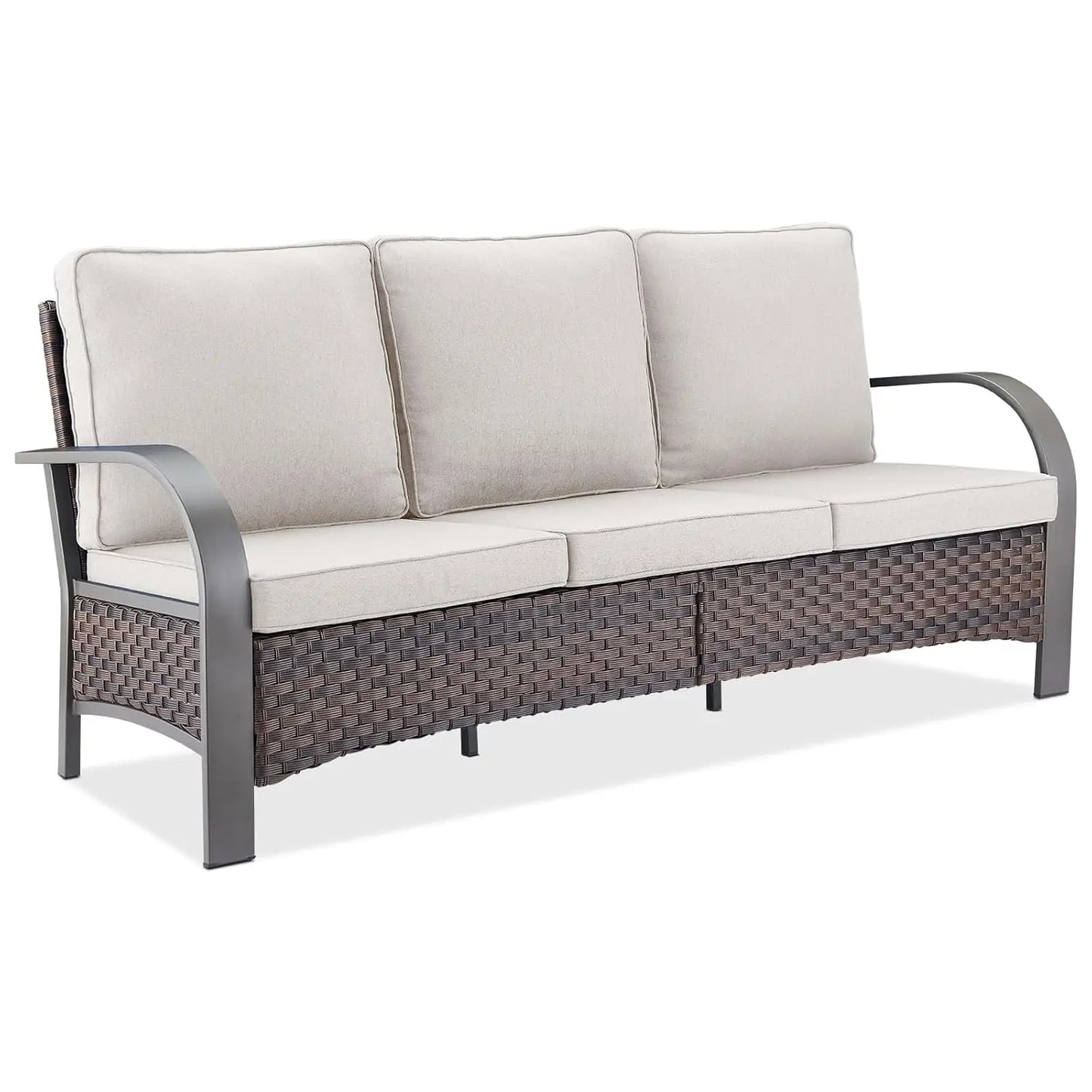 Outdoor Patio Couch - 1000 LBS Weight Capacity Wicker Couch Outdoor Furniture with Deep Seat Hight Backrest 3, Customized
