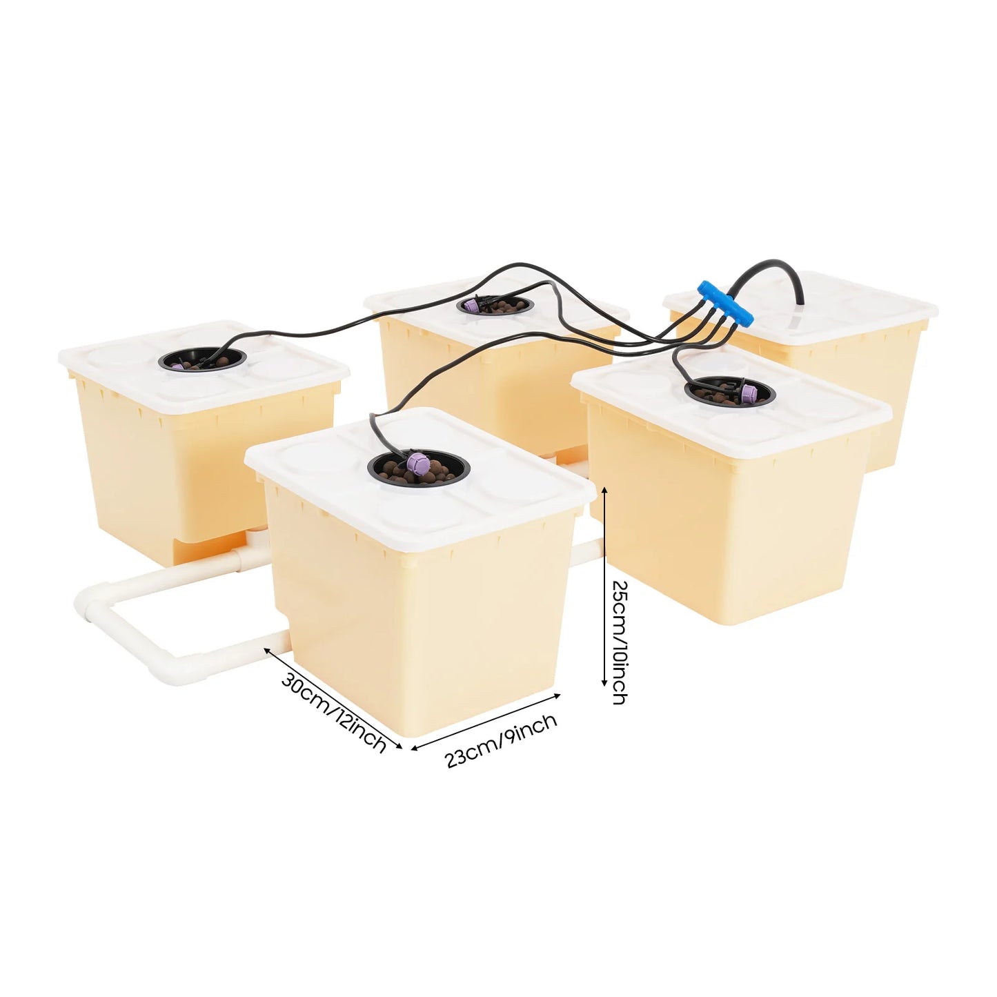 Bymaocar 110V Hydroponic Growing System Kit With 5-Bucket Drip Irrigation