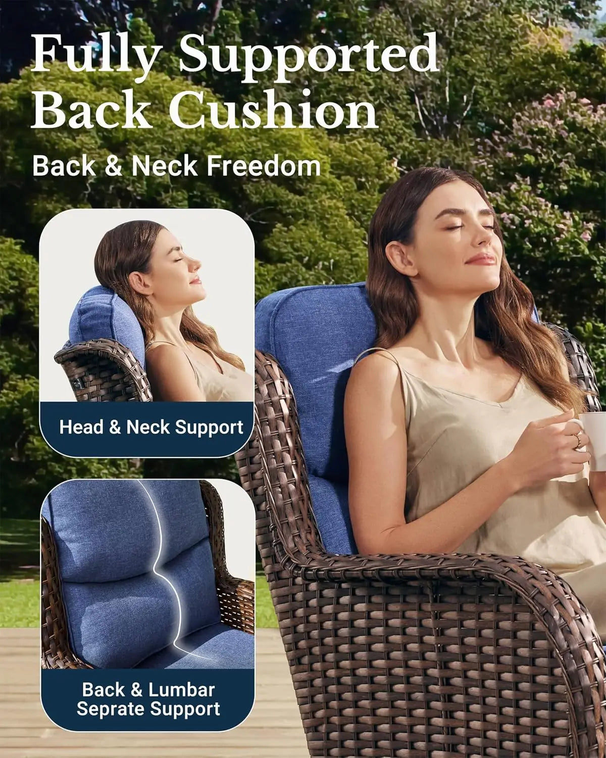 Luxury Outdoor Wicker Patio Set With High Back Rocker Chairs