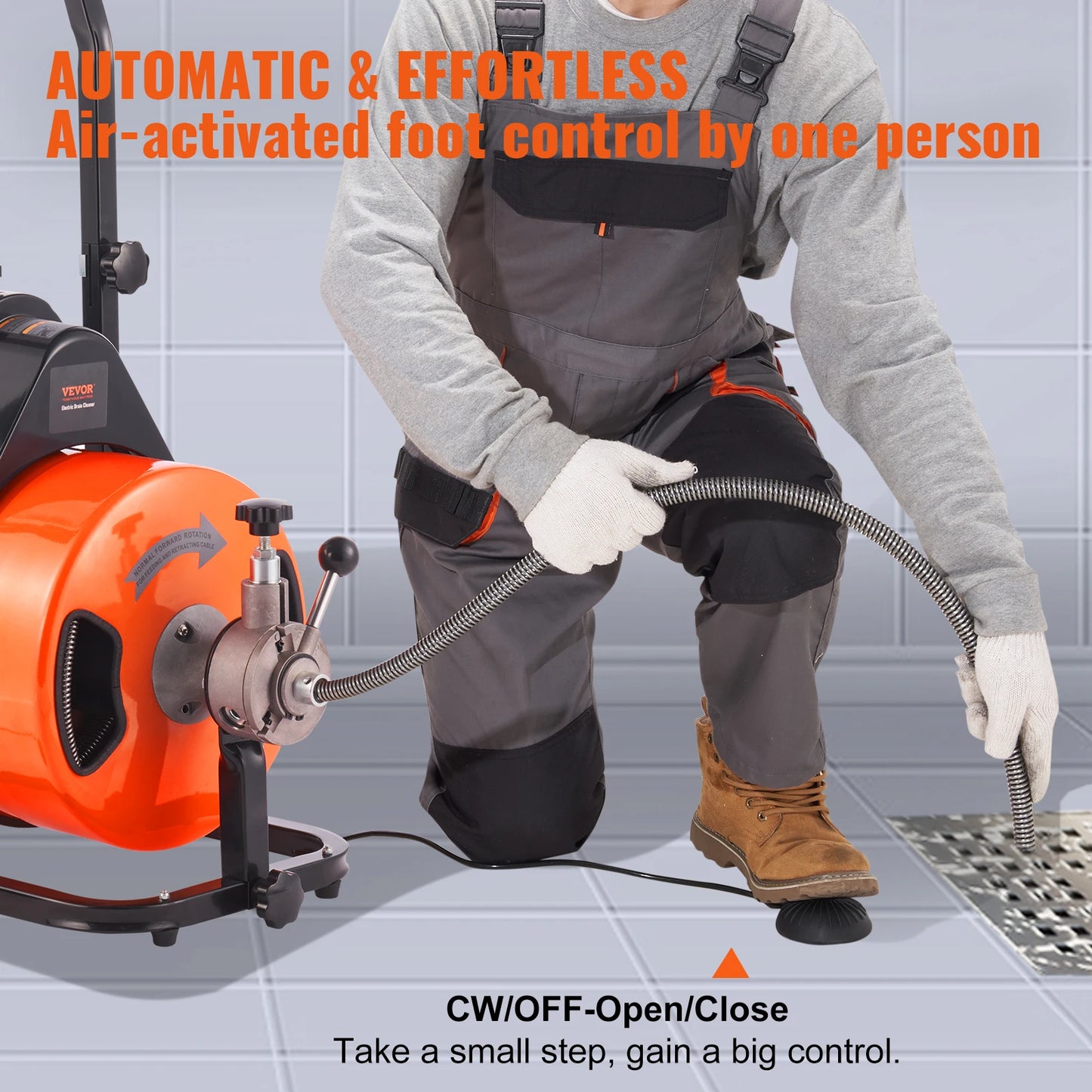 SucceBuy Drain Cleaner 50FT Sewer Snake Drill Auger Pipe Unblocker Cleaning Machine Home Sinks Toilet Plunger Dredging Equipment