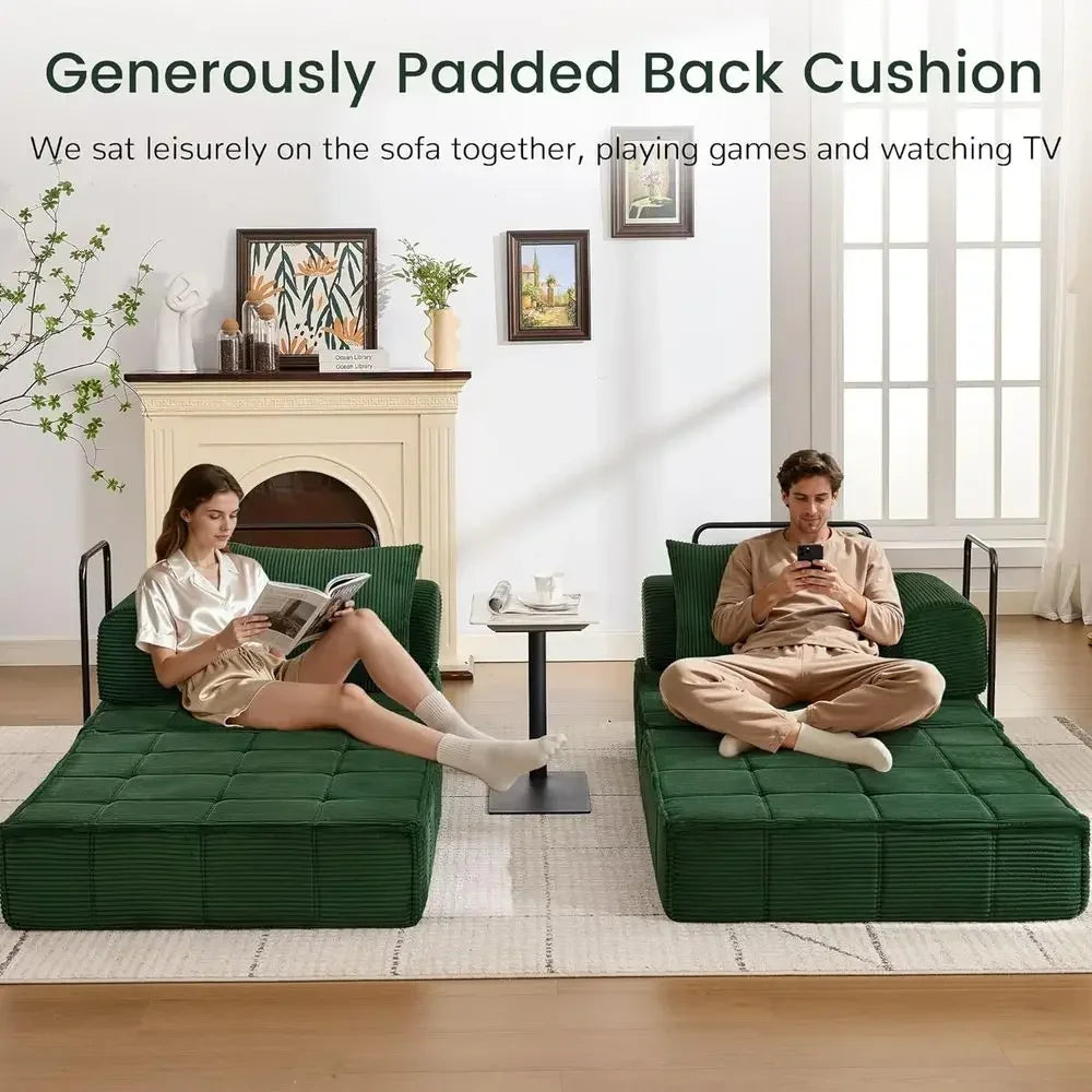 Corduroy 6-In-1 Convertible Sleeper Sofa Bed With Pillows