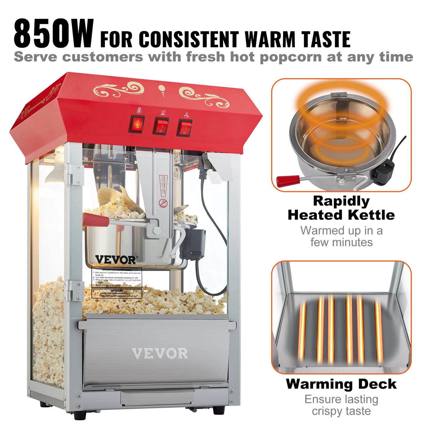 SucceBuy Commercial Electric Popcorn Maker Machine Automatic With Scoop