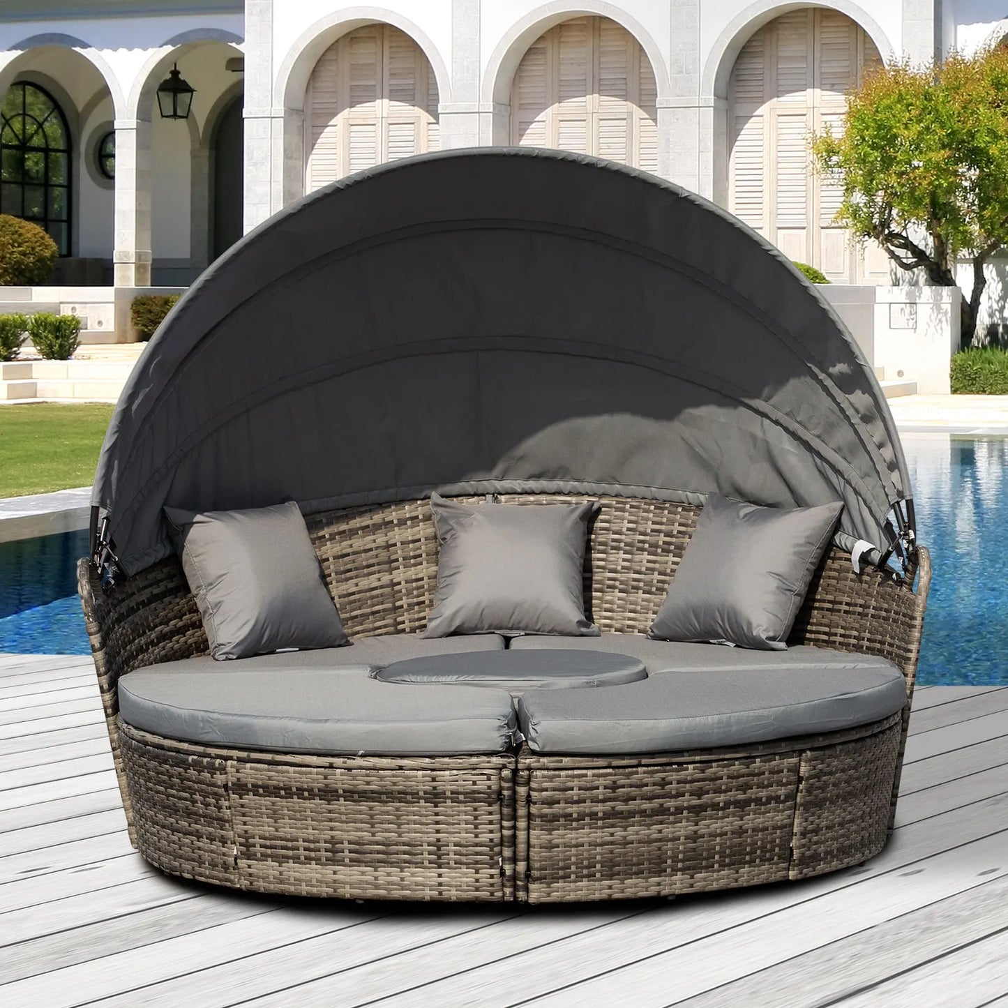Outsunny Outdoor Convertible Daybed 4 Piece Patio Set