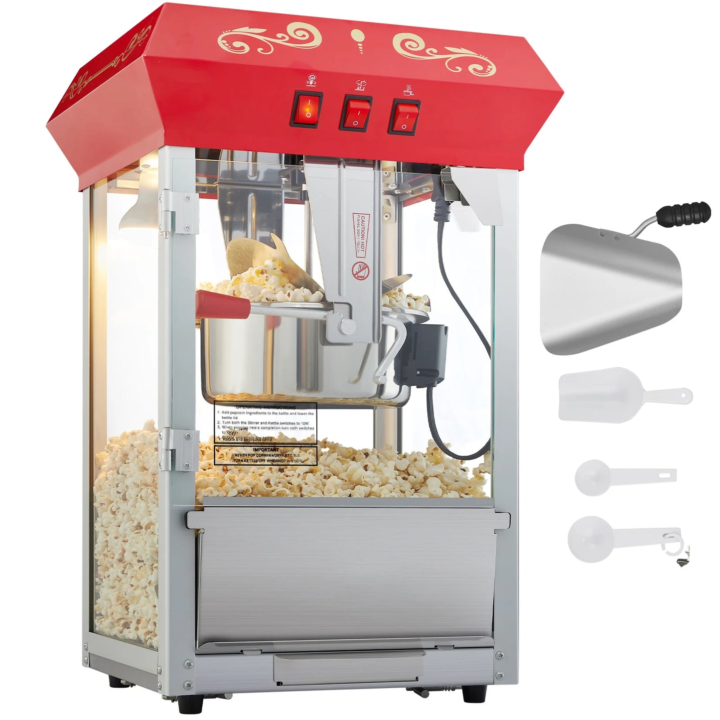 SucceBuy Commercial Electric Popcorn Maker Machine Automatic With Scoop