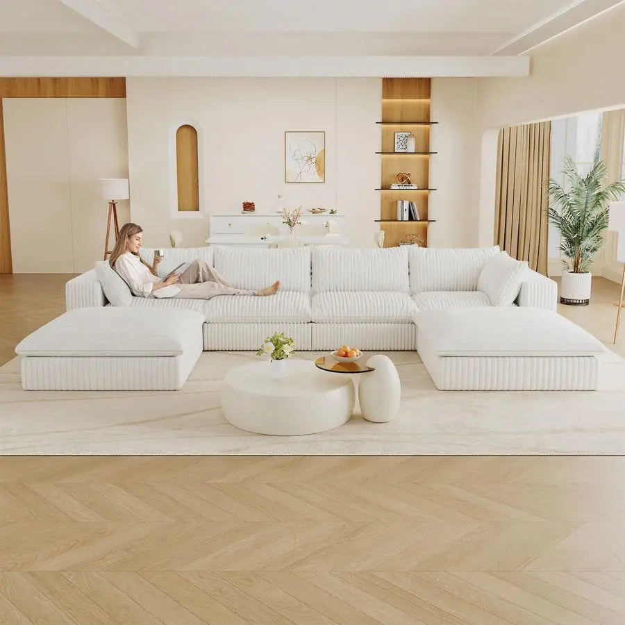 MBVM Cloud Modular Sectional Sofa L-Shaped With Ottoman