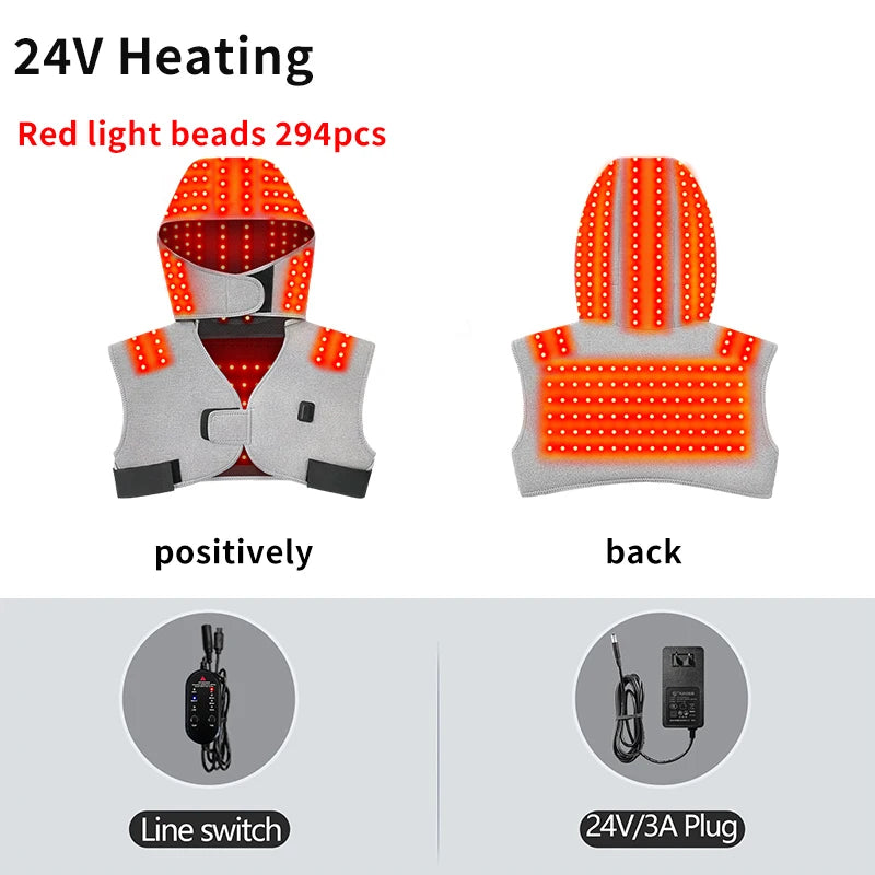 Choice Red Light 660nm Heated Vest And Massage Shawl For Joint Relief