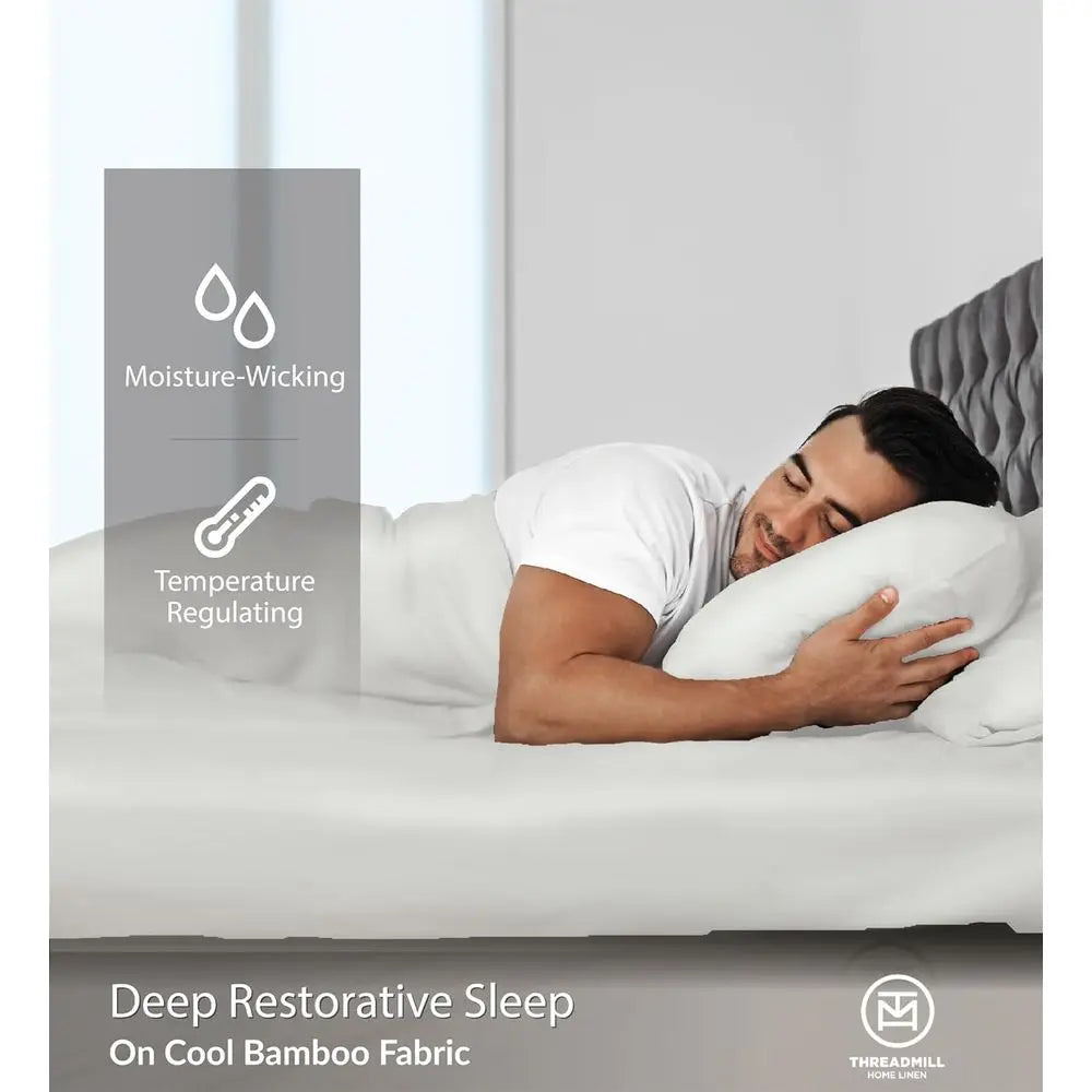 Queen Size Bamboo Sheet Set - 4-Piece Viscose, Light Grey, Silky Soft, Cool & Breathable, 16 Deep Pocket, Moisture Wicking & Coo
