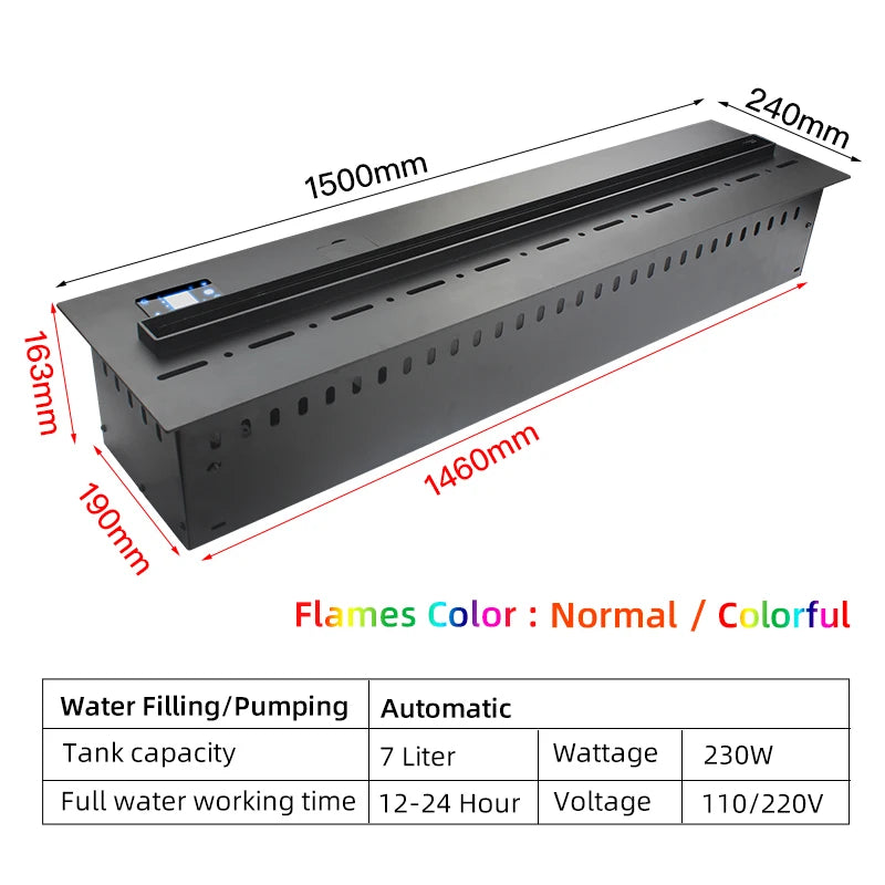 Electric Fireplace 3D Water Vapor Recessed With Remote Control Timer