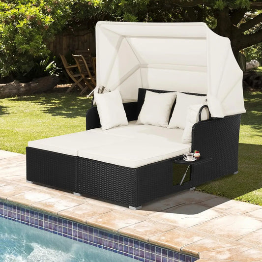 Guangbai Outdoor Daybed With Retractable Canopy Patio Furniture