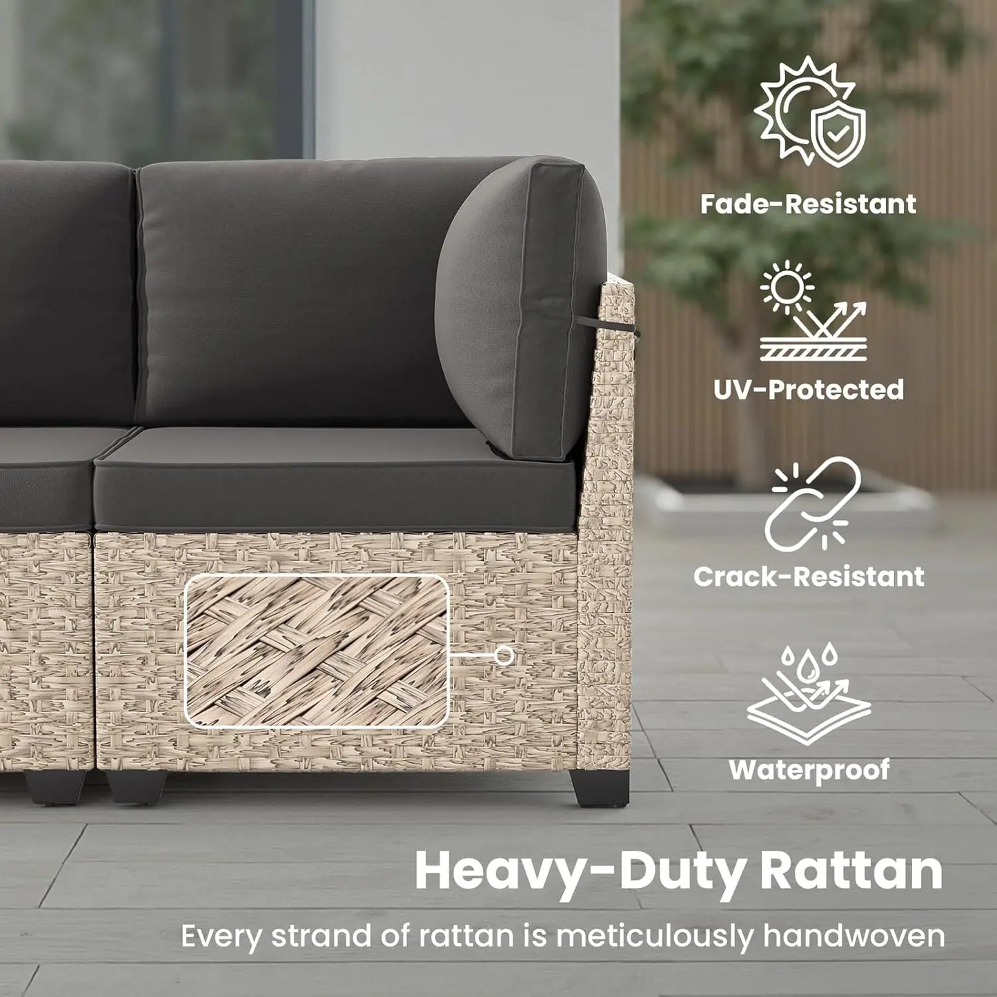 All Weather Outdoor Patio Furniture Set With Wicker Sectional