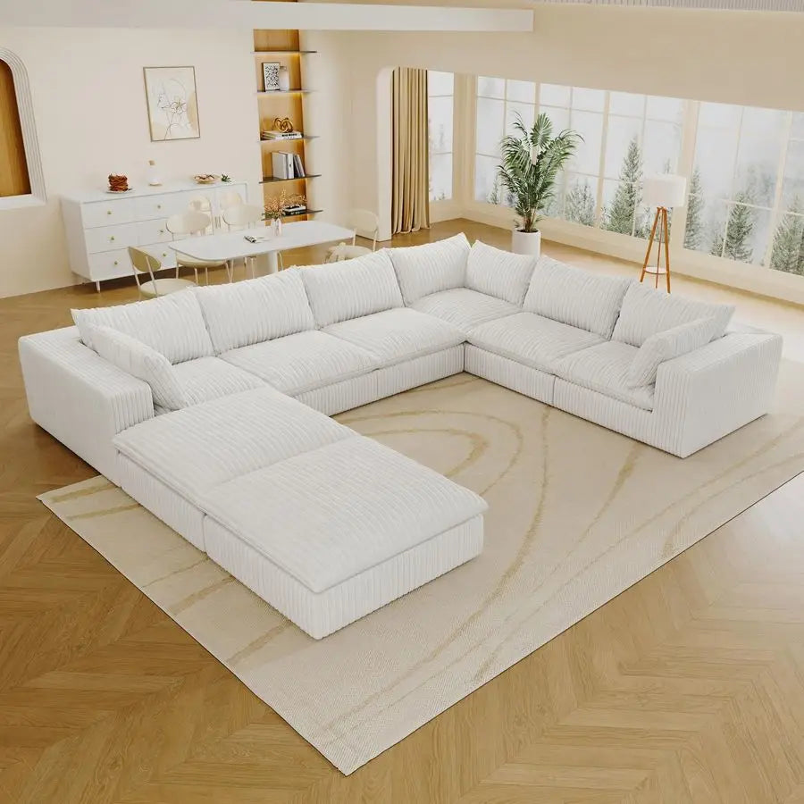 MBVM Cloud Modular Sectional Sofa L-Shaped With Ottoman