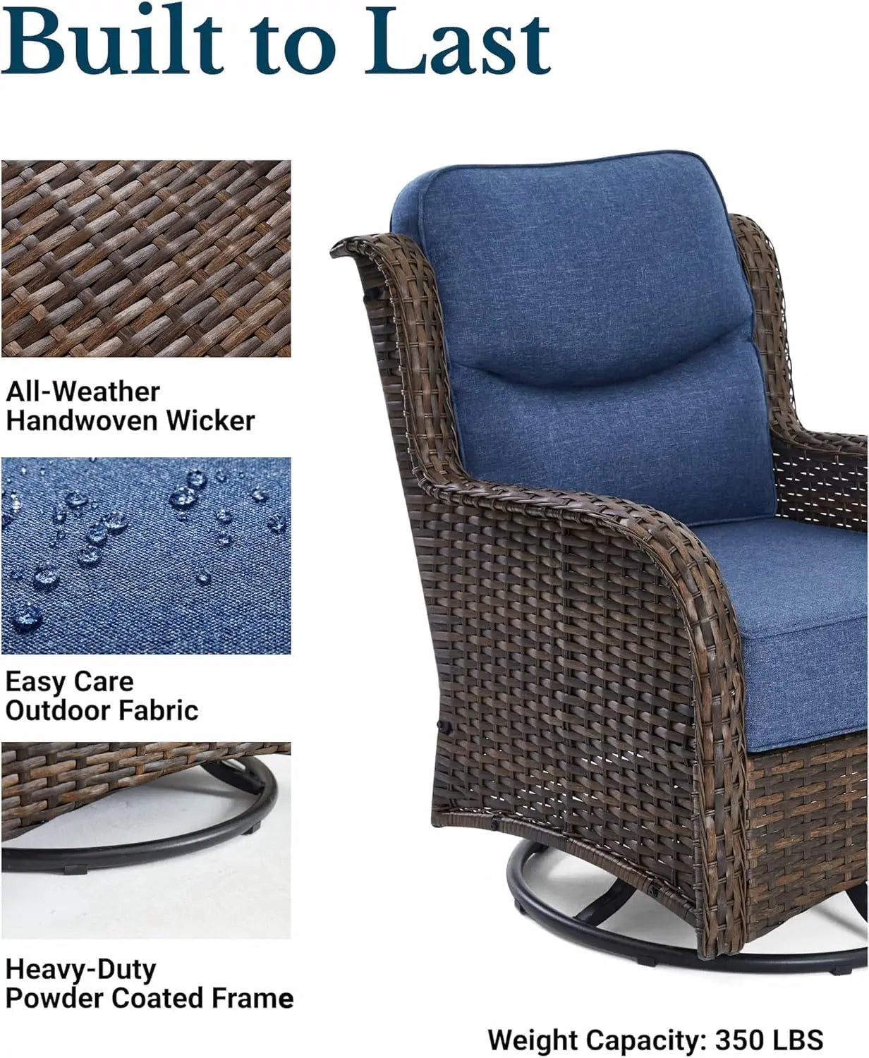 Luxury Outdoor Wicker Patio Set With High Back Rocker Chairs