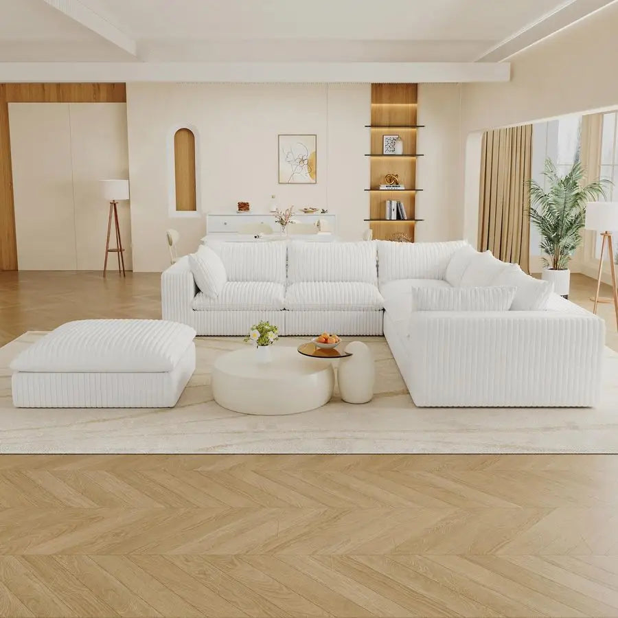 MBVM 118 Modular Cloud Couch Sectional With Ottoman
